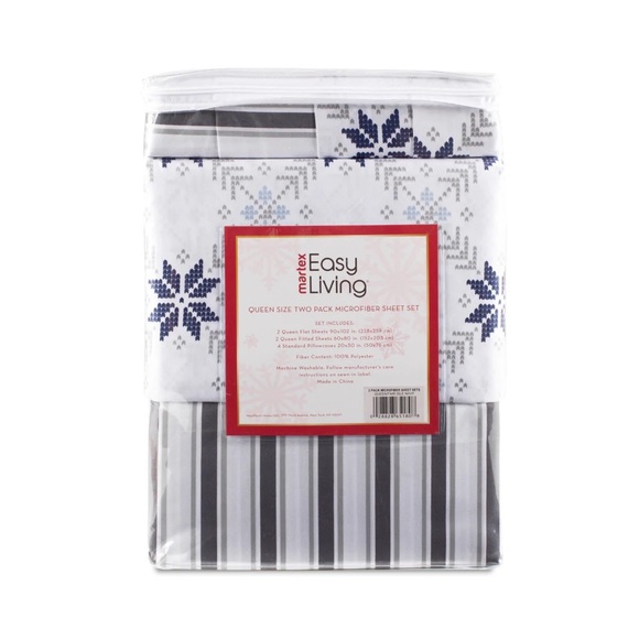 2 SETS XMAS SHEETS Two-Pack NEW Easy Living Holiday Microfiber Sheet Set - Picture 16 of 17